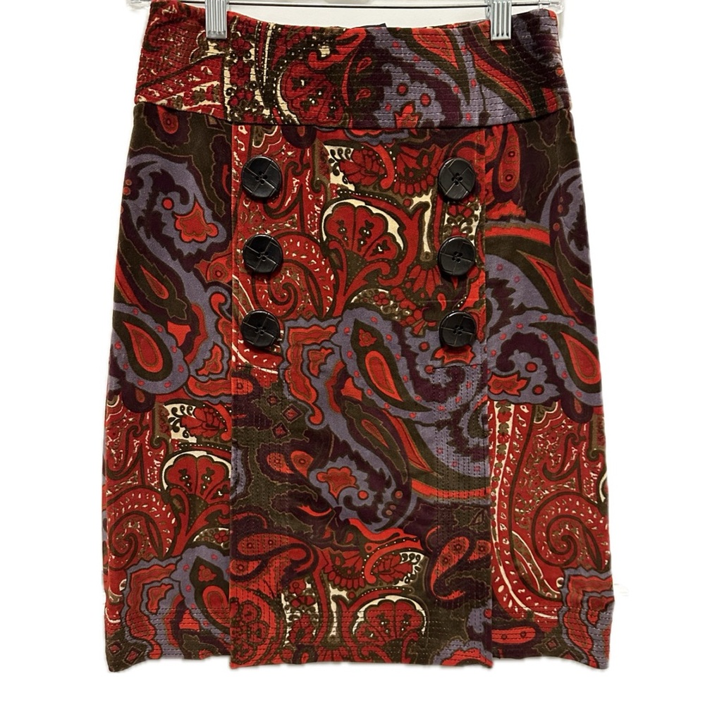 Etcetera - vintage Paisley Patterned Velvet Skirt size 2